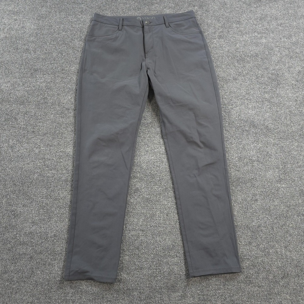 Vuori Pants Mens 34x32 Gray Meta Performance Chino Woven Khakis Travel Gym Tech